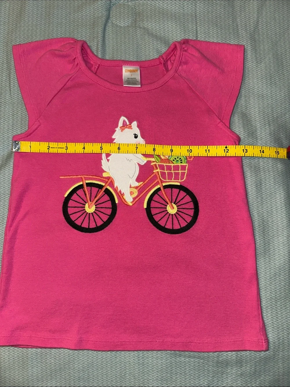 Gymboree Hot Pink Top with Dog on Bicycle Embroidery